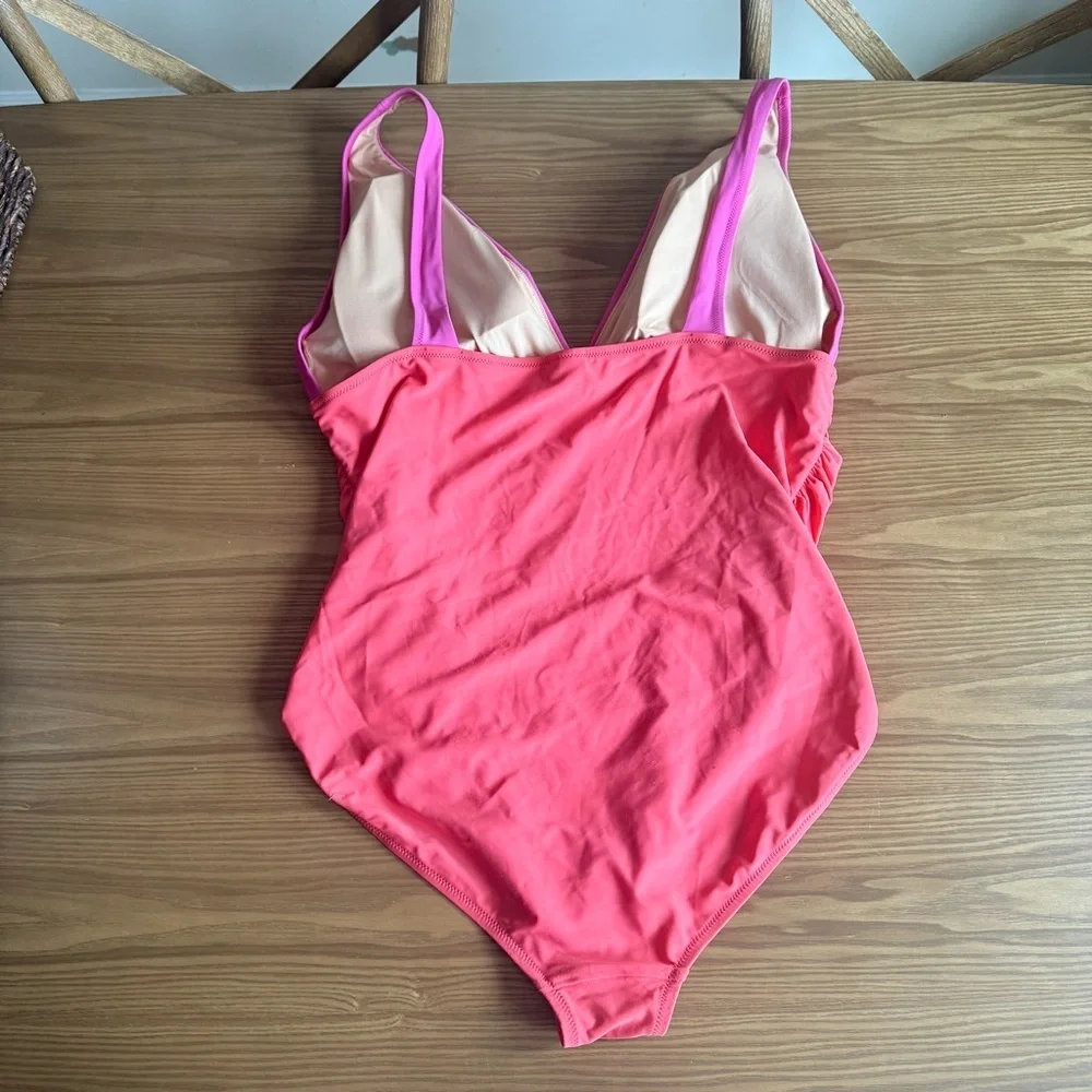 J. Crew Color Block Swimsuit Plus Size 2X‎ Pink